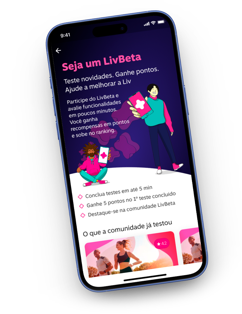 Mockup — Case Hub de Beta Testers LivBeta